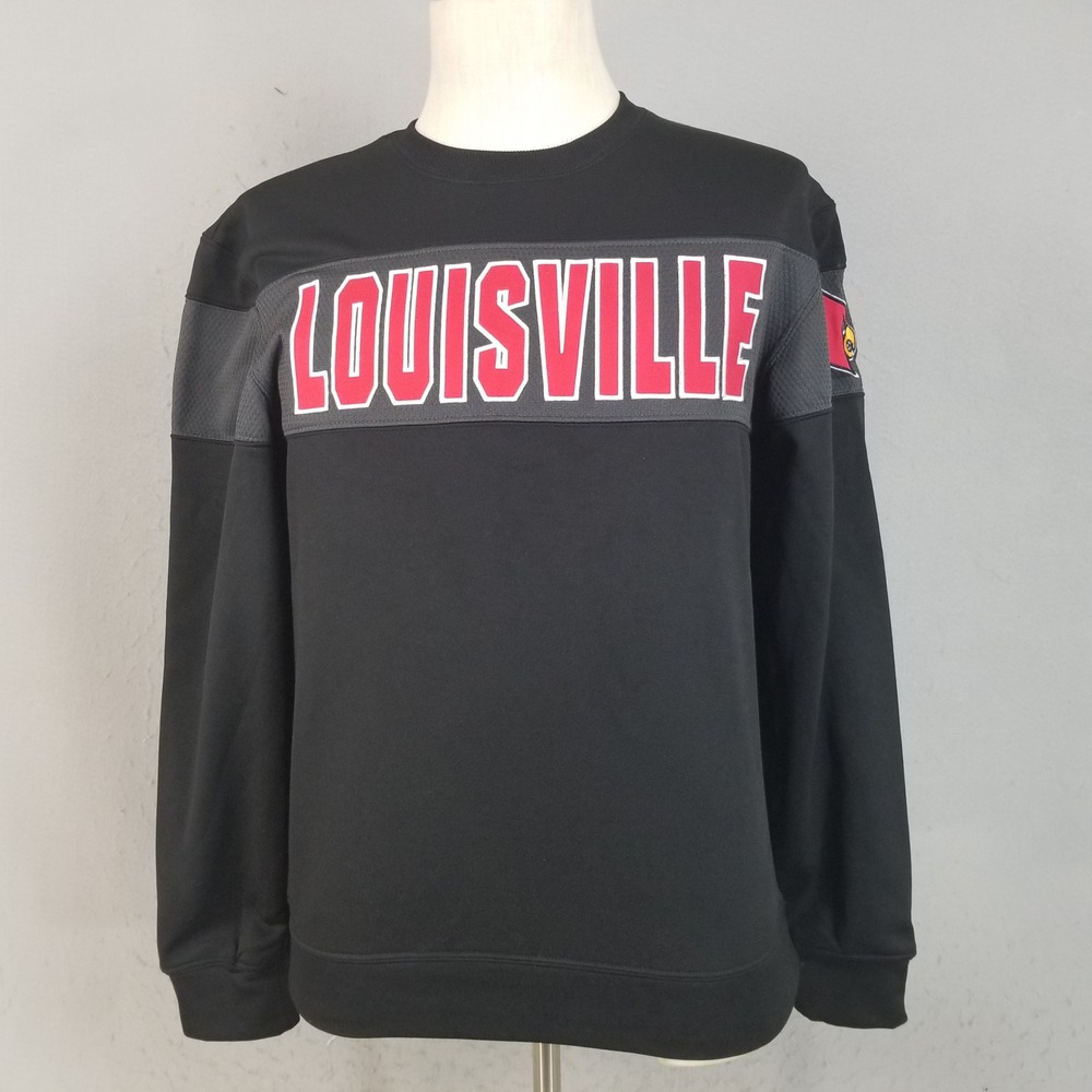 Colosseum Sweatshirt Mens Small Black Louisville Cardinals Crew Neck Polyester